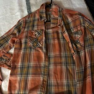 Plaid women’s Shirt in Orange and Gray